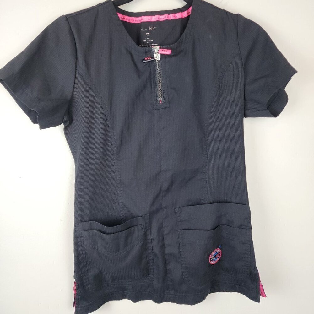 Koi Lite scrub top XS black pink uniform